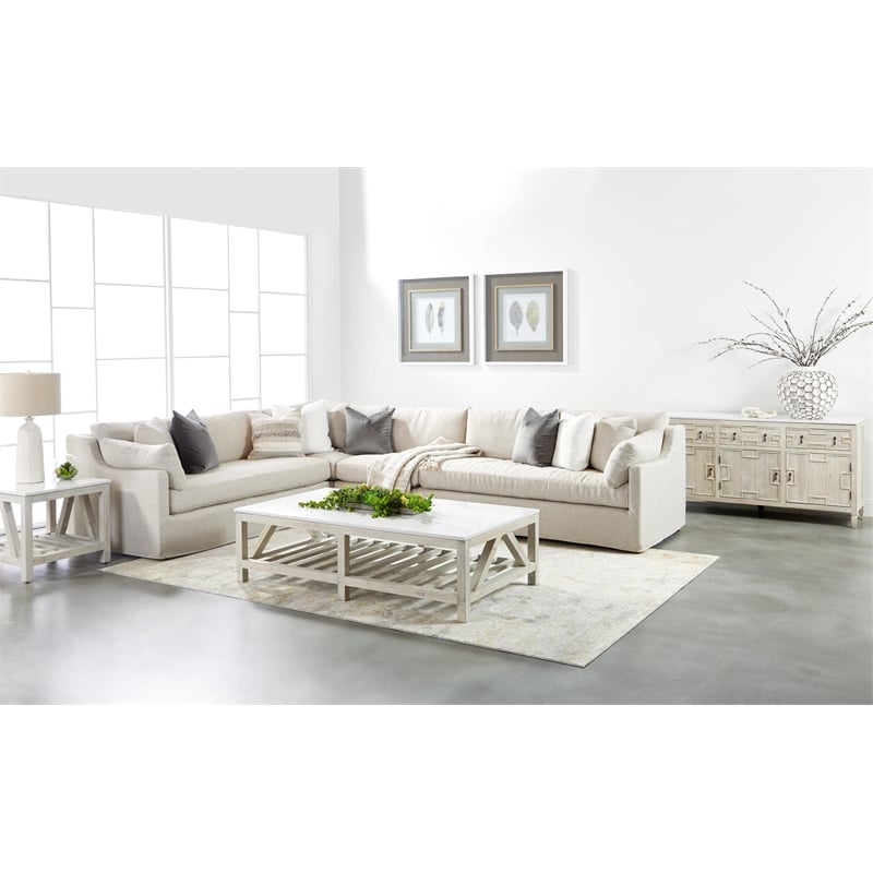 Essentials For Living Bella Antique Spruce Wood Coffee Table - White Wash