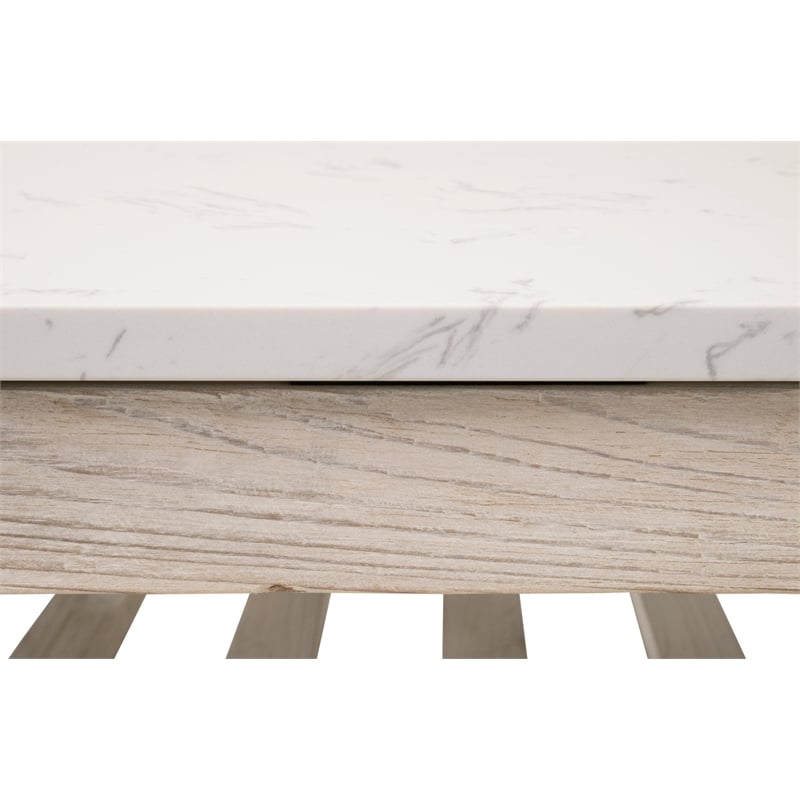 Essentials For Living Bella Antique Spruce Wood Coffee Table in White
