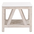 Essentials For Living Bella Antique Spruce Wood End Table in White Wash