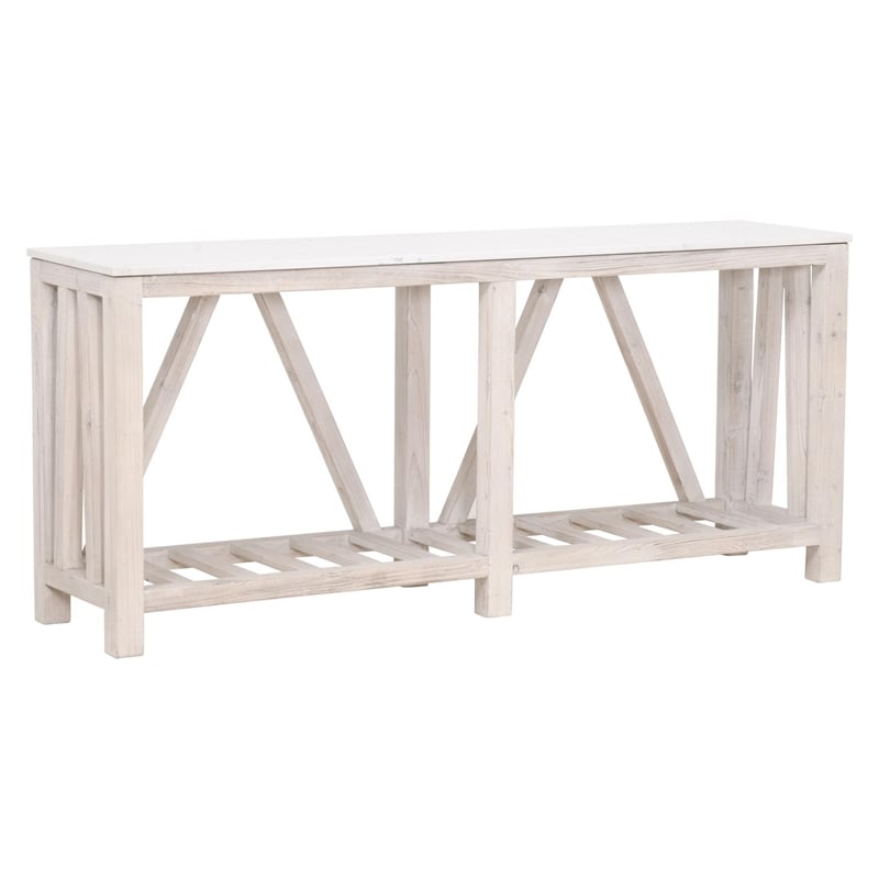 Essentials For Living Bella Antique Spruce Wood Console Table in White