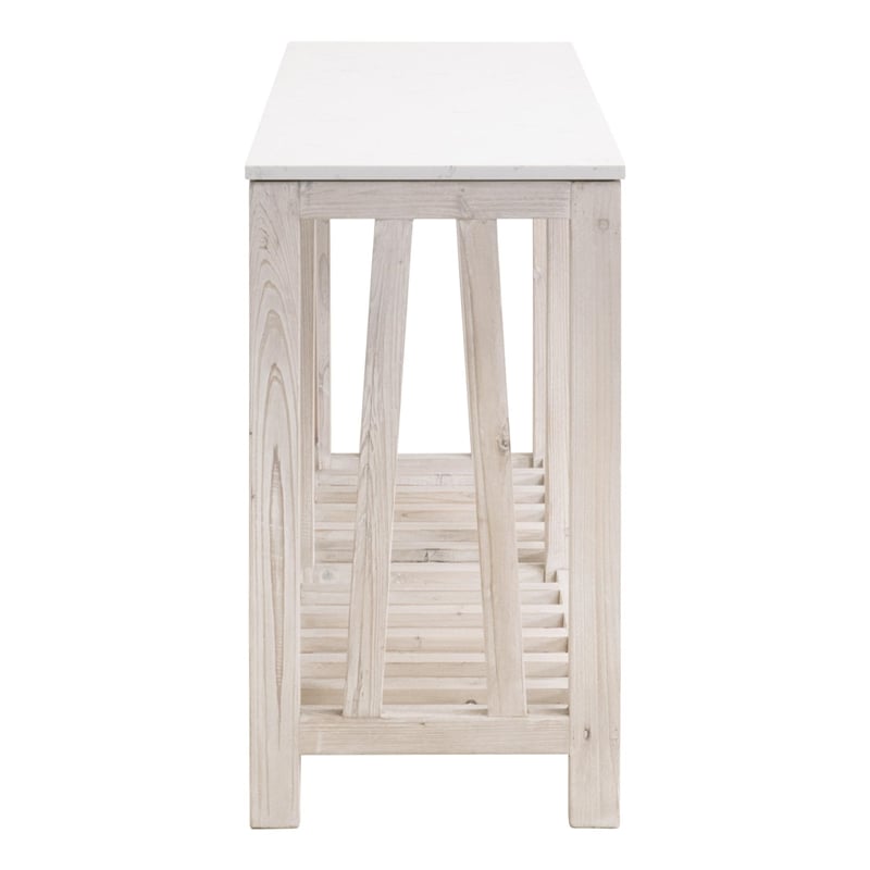 Essentials For Living Bella Antique Spruce Wood Console Table in White