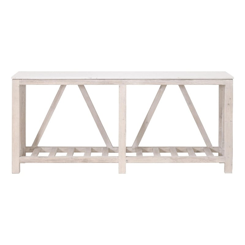 Essentials For Living Bella Antique Spruce Wood Console Table in White