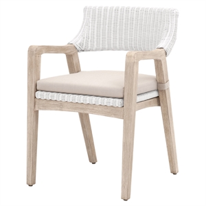 star international furniture woven lucia rattan arm chair in white/light gray