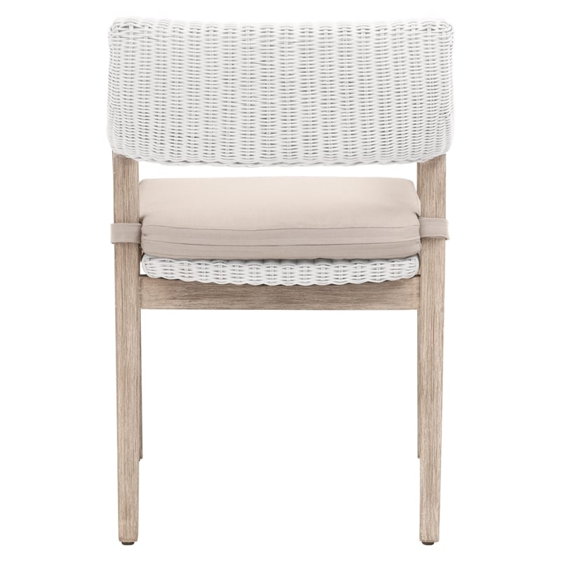 Essentials For Living Woven Lucia Rattan Arm Chair in White/Light Gray