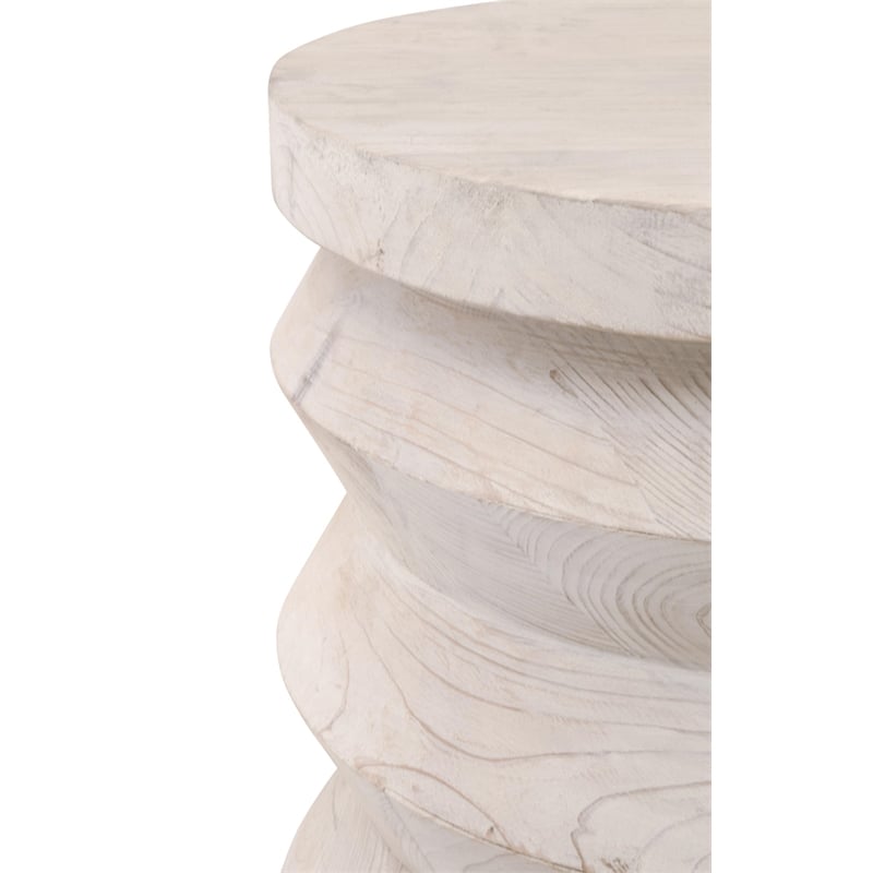 Essentials For Living Bella Antique Pier Wood Accent Table in White Wash