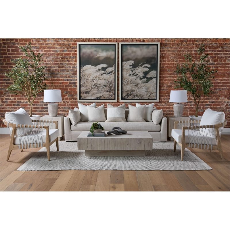 Essentials For Living Bella Antique Montauk Wood End Table in White Wash