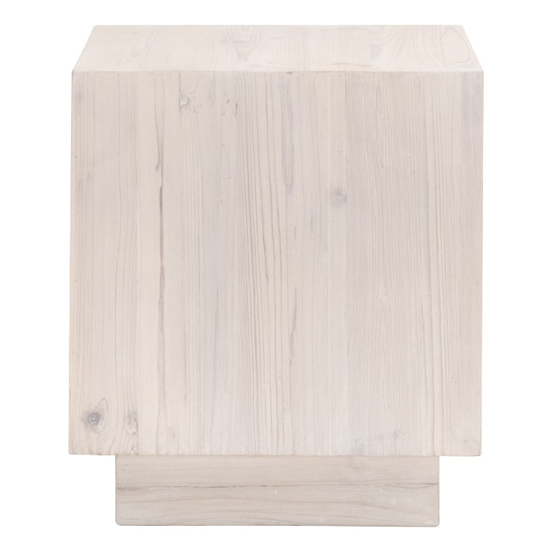 Essentials For Living Bella Antique Montauk Wood End Table in White Wash