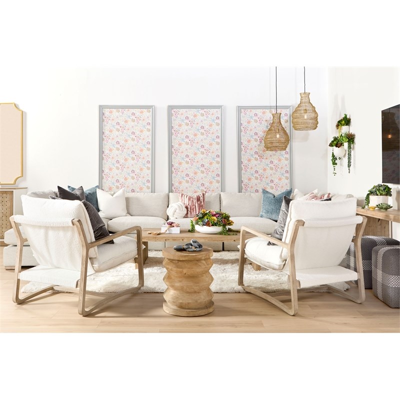 Essentials For Living Stitch & Hand Fabric Left-Facing Chaise in Stone