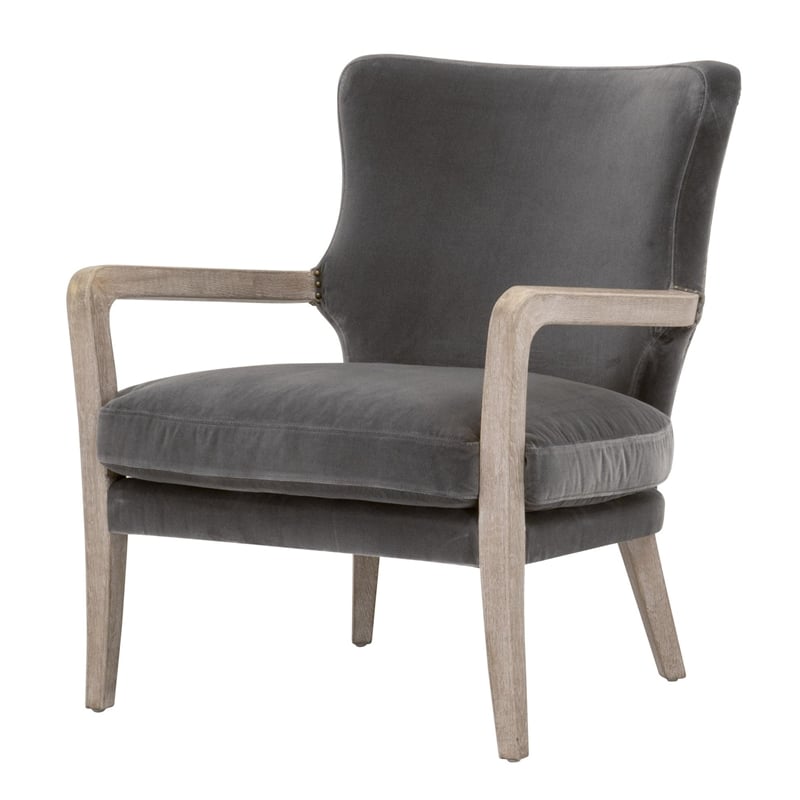 Essentials For Living Stitch & Hand Calvin Velvet Club Chair in Dove/Gray