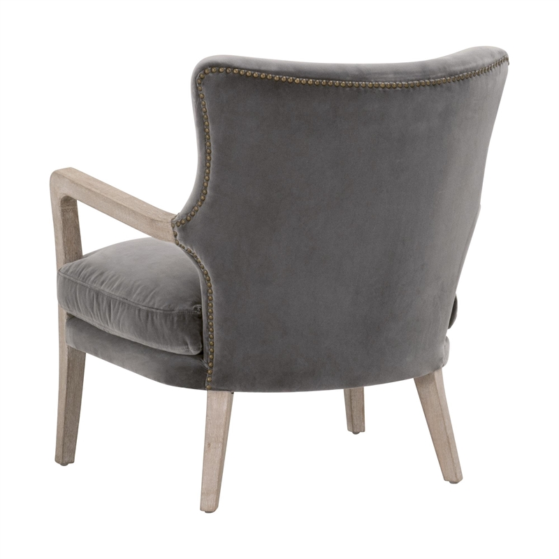 Essentials For Living Stitch & Hand Calvin Velvet Club Chair in Dove/Gray