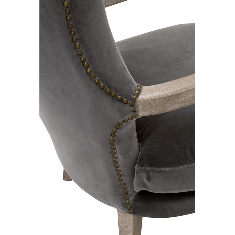 Essentials For Living Stitch & Hand Calvin Velvet Club Chair in Dove/Gray