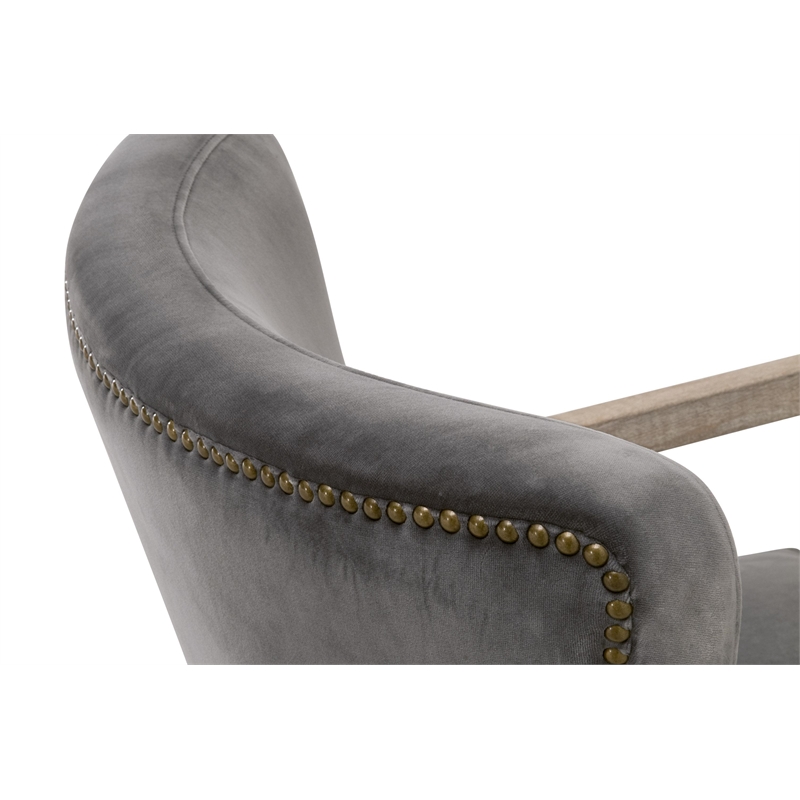 Essentials For Living Stitch & Hand Calvin Velvet Club Chair in Dove/Gray