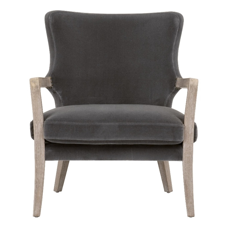 Essentials For Living Stitch & Hand Calvin Velvet Club Chair in Dove/Gray