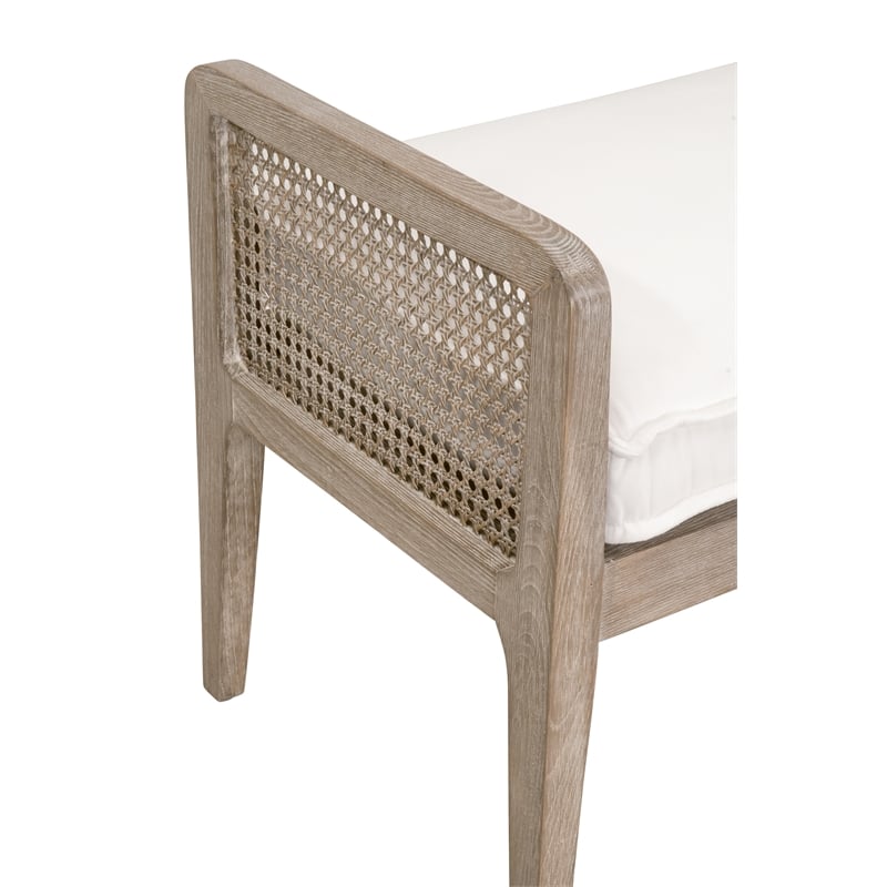 Essentials For Living Stitch & Hand Leone Fabric Bench in White/Gray