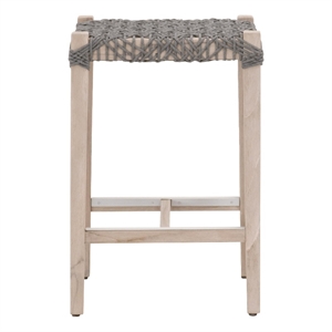 Essentials For Living Woven Costa 25&quot Wood Outdoor Counter Stool in Gray