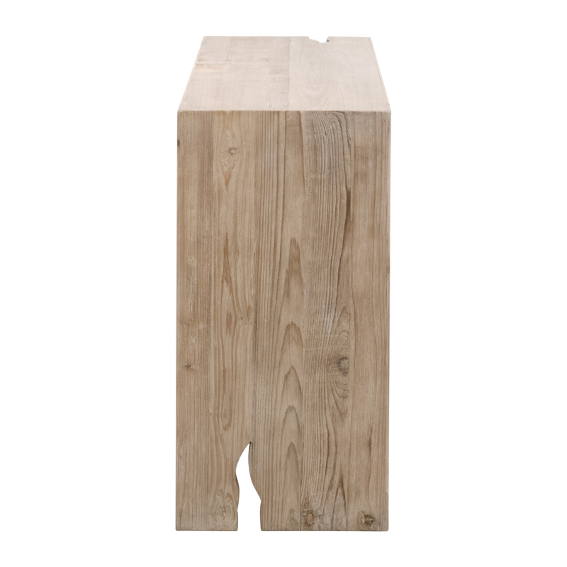 essentials for living reed transitional wood console table in smoke gray
