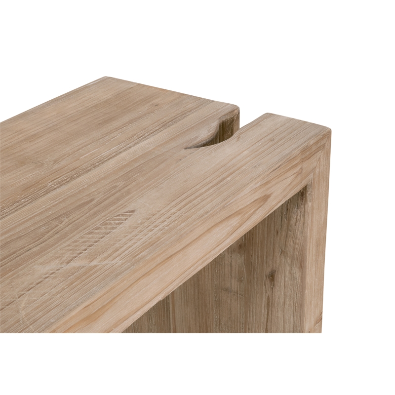 essentials for living reed transitional wood console table in smoke gray