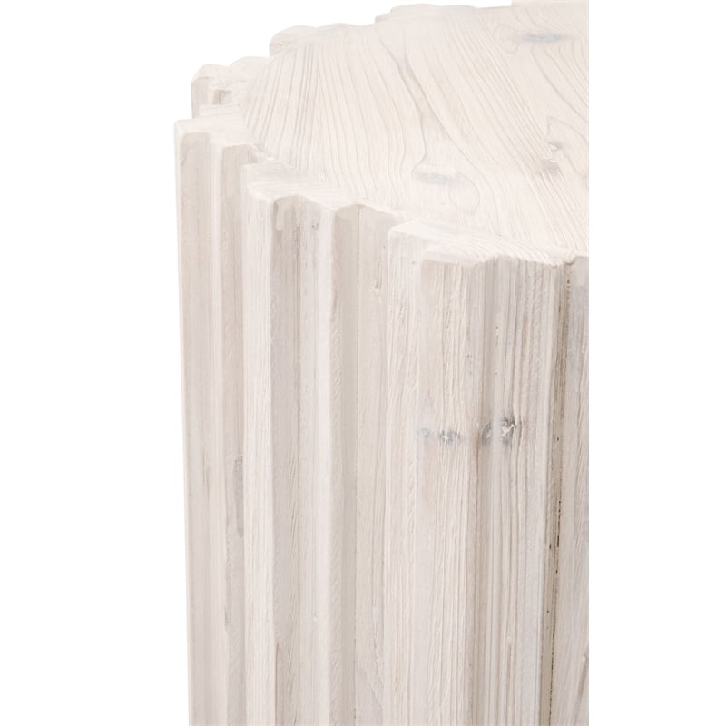 Essentials For Living Roma Transitional Wood End Table in White Wash