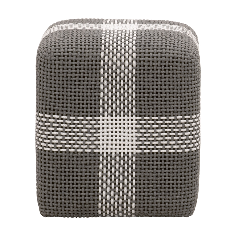 Essentials For Living Cross Transitional Fabric Accent Cube in Dove Gray
