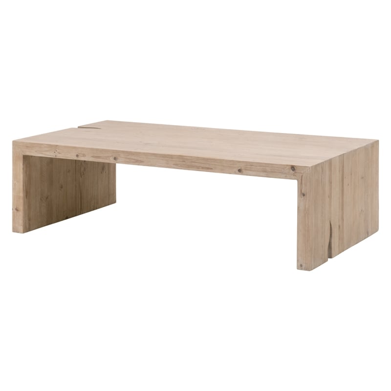 Essentials For Living Reed Transitional Wood Coffee Table in Smoke Gray