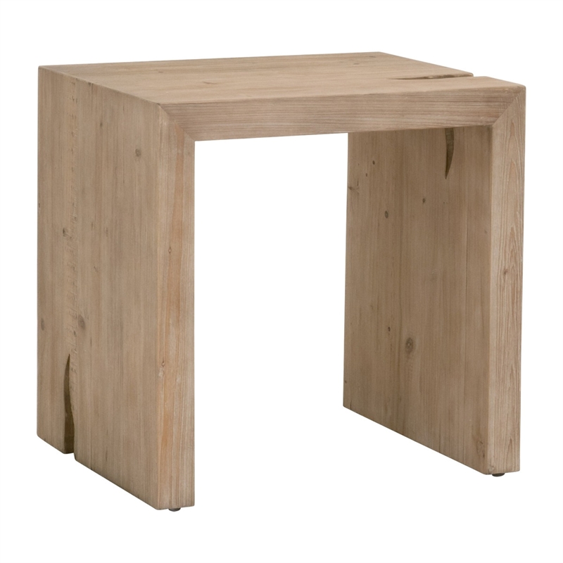 Essentials For Living Reed Transitional Wood End Table in Smoke Gray