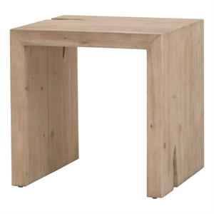 essentials for living reed transitional wood end table in smoke gray