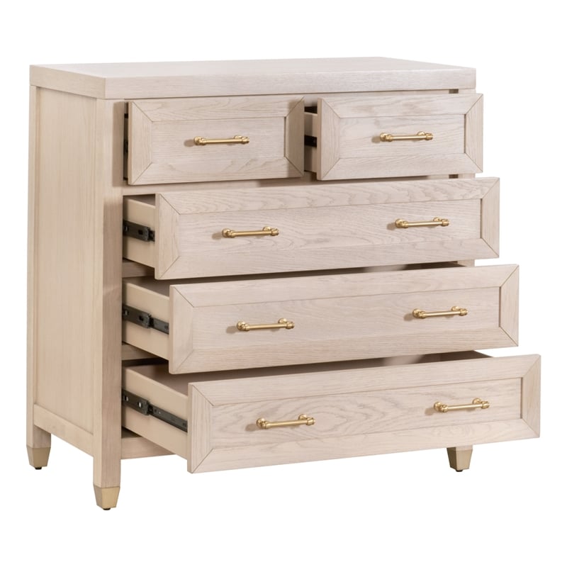 Essentials For Living 5-Drawer Wood High Chest in Light Oak