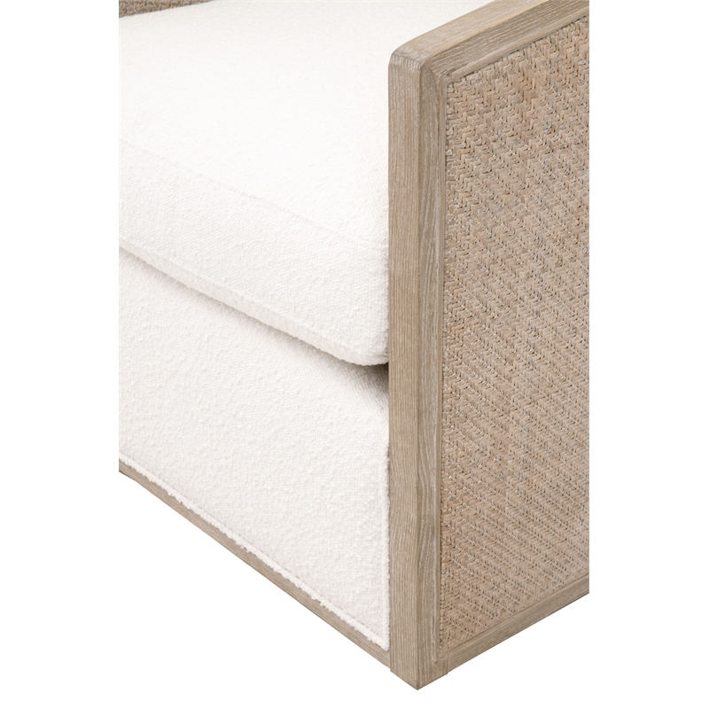 Essentials For Living McGuire Fabric/Wood Swivel Club Chair in White