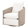 Essentials For Living McGuire Fabric/Wood Swivel Club Chair in White