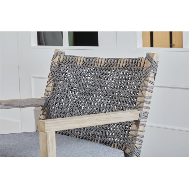 Essentials For Living Costa Outdoor Fabric/Wood Club Chair in Dove Gray