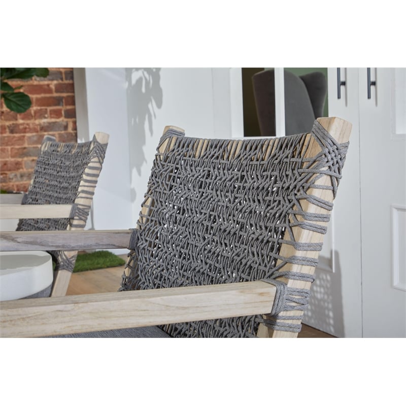 Essentials For Living Costa Outdoor Fabric/Wood Club Chair in Dove Gray