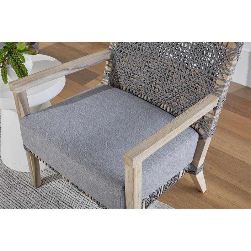 Essentials For Living Costa Outdoor Fabric/Wood Club Chair in Dove Gray