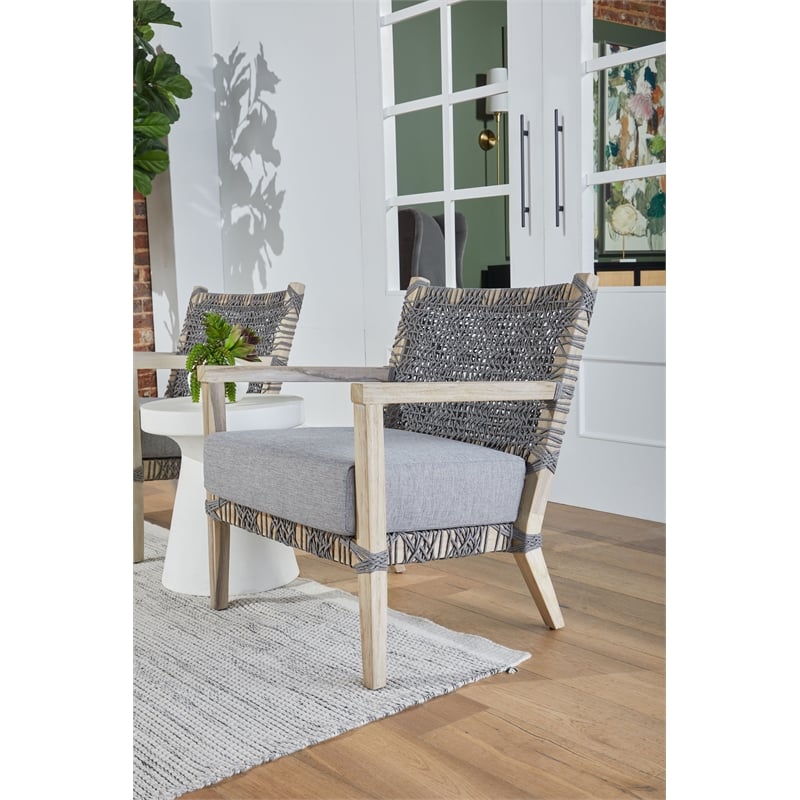 Essentials For Living Costa Outdoor Fabric/Wood Club Chair in Dove Gray