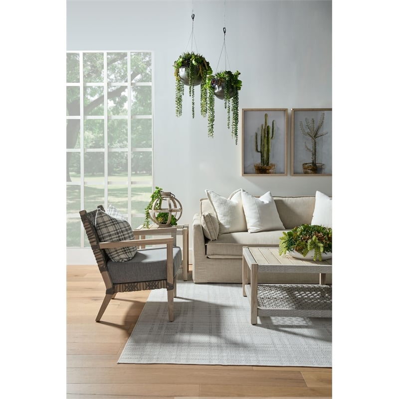 Essentials For Living Costa Outdoor Fabric/Wood Club Chair in Dove Gray