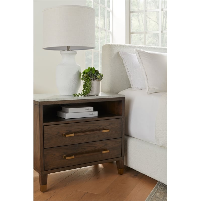 Essentials For Living Bronze Bay Cambria Wood Nightstand in Brown