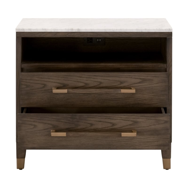 Essentials For Living Bronze Bay Cambria Wood Nightstand in Brown