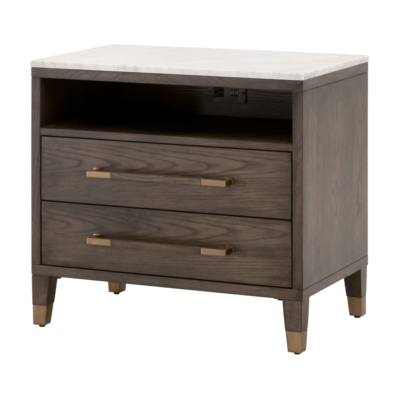 Essentials For Living Bronze Bay Cambria Wood Nightstand in Brown