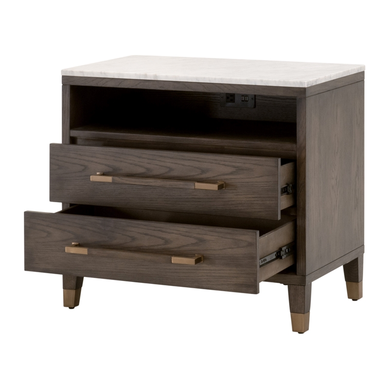 Essentials For Living Bronze Bay Cambria Wood Nightstand in Brown