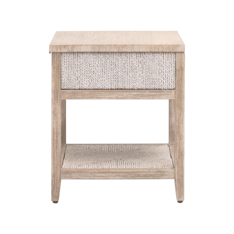 Essentials For Living Woven Malay Wood Nightstand in Natural Gray