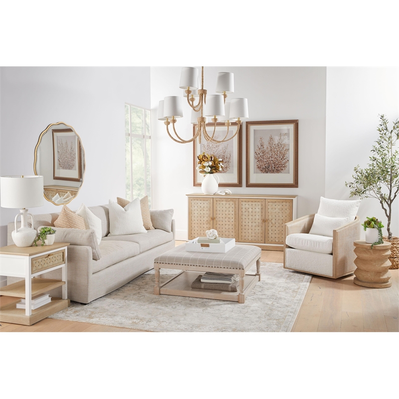 Essentials For Living Bella Antique Weave Wood Side Table in Smoke Gray