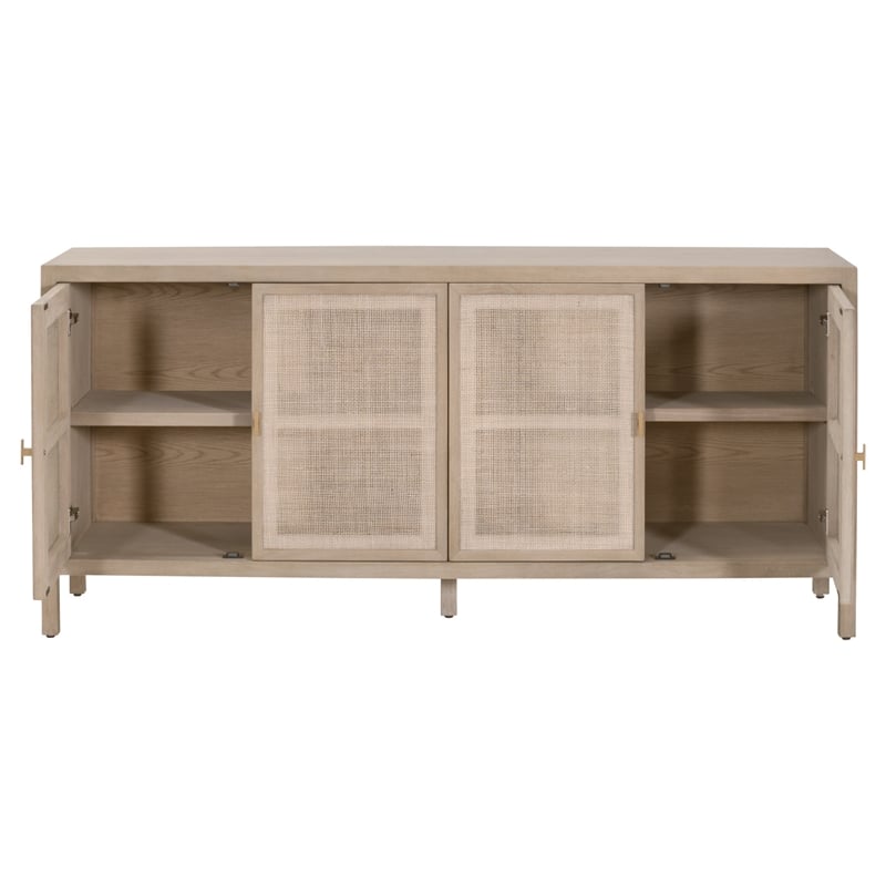 Essentials For Living Bella Carina Antique Wood Media Sideboard in Gray