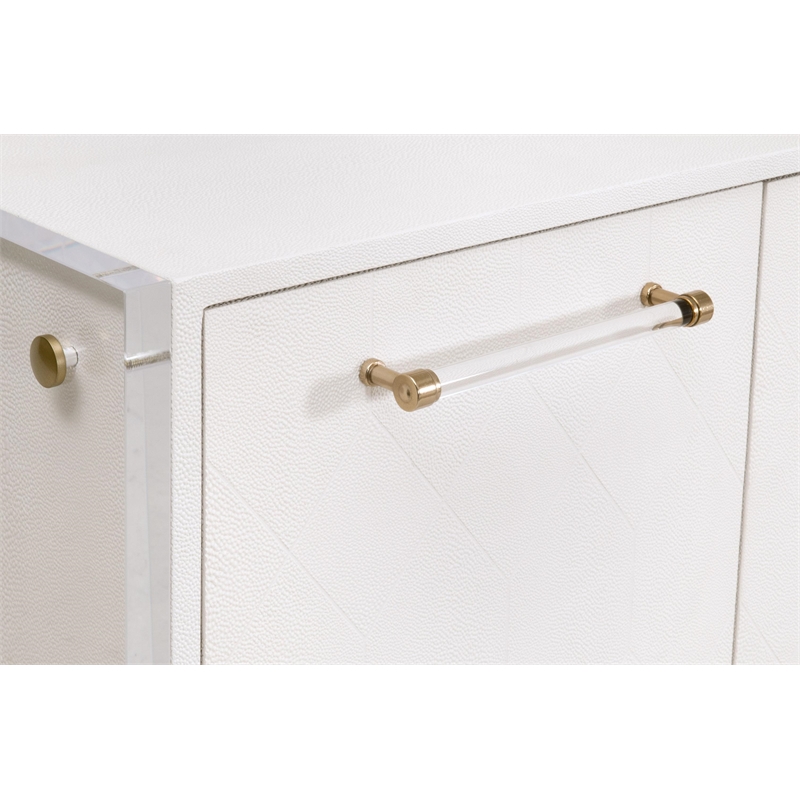 Sonia Shagreen Media Sideboard - Pearl Shagreen Resin and Lucite