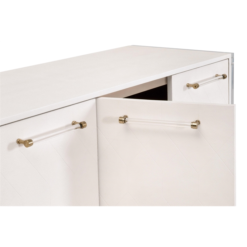Sonia Shagreen Media Sideboard - Pearl Shagreen Resin and Lucite