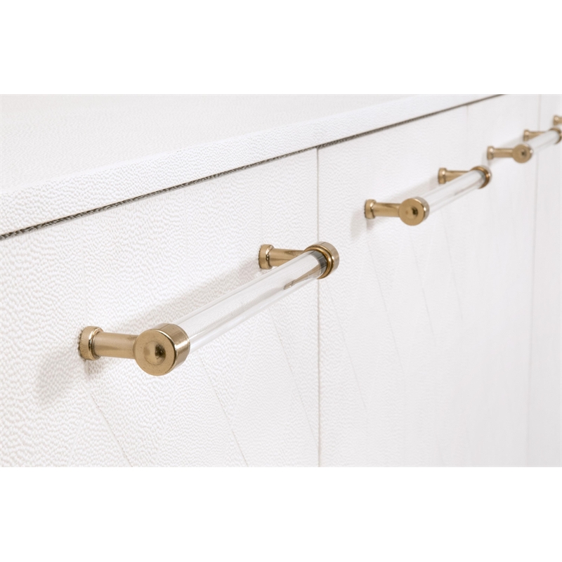 Sonia Shagreen Media Sideboard - Pearl Shagreen Resin and Lucite