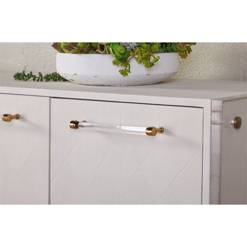 Sonia Shagreen Media Sideboard - Pearl Shagreen Resin and Lucite