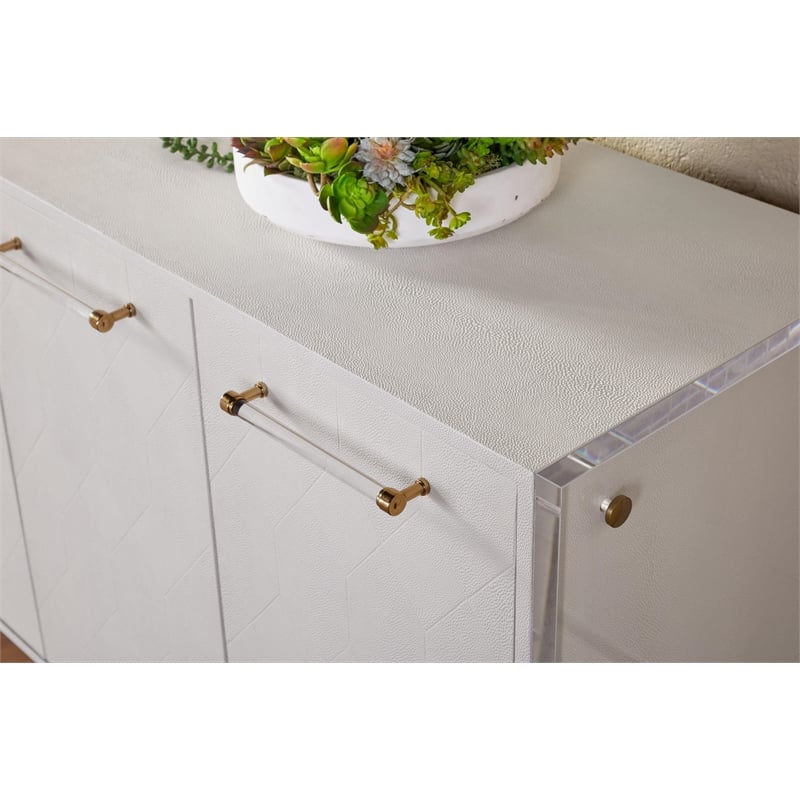 Sonia Shagreen Media Sideboard - Pearl Shagreen Resin and Lucite