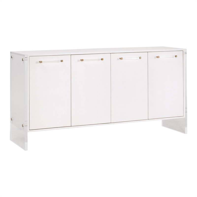 Sonia Shagreen Media Sideboard - Pearl Shagreen Resin and Lucite