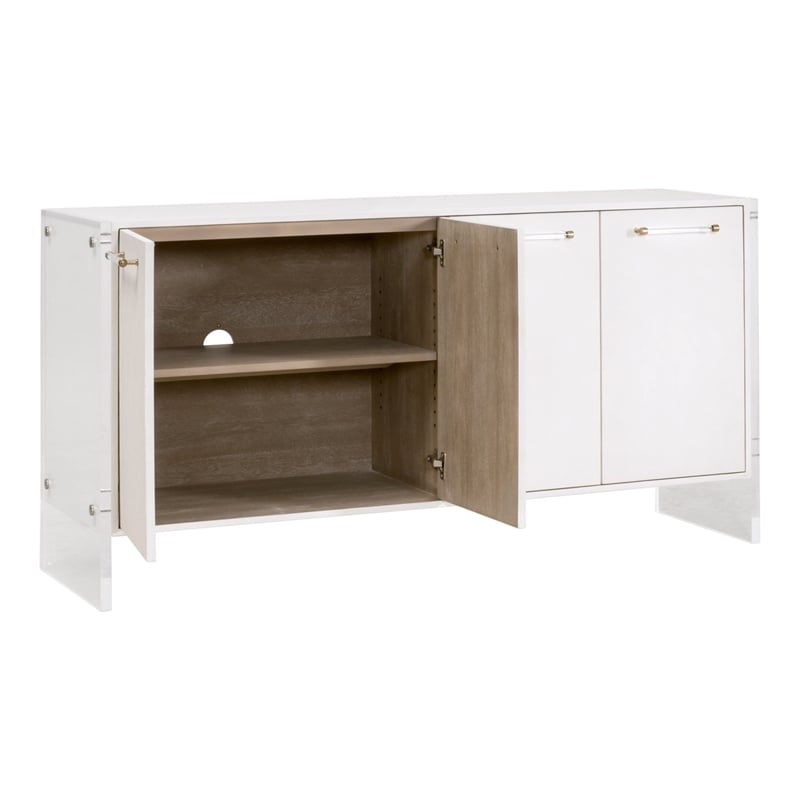 Sonia Shagreen Media Sideboard - Pearl Shagreen Resin and Lucite