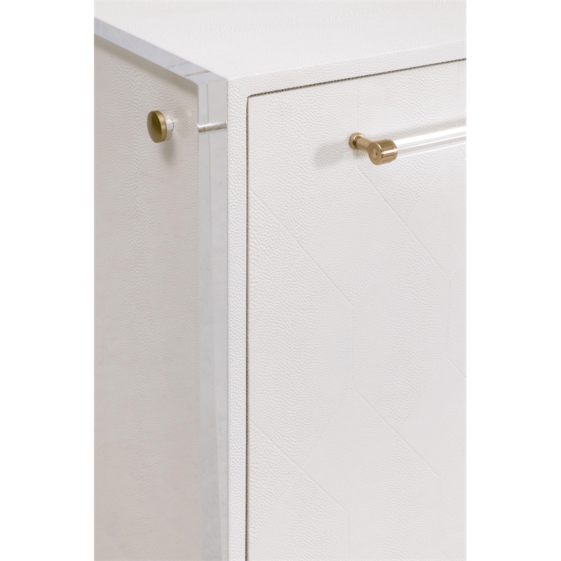 Sonia Shagreen Media Sideboard - Pearl Shagreen Resin and Lucite