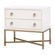 Strand Shagreen 2-Drawer Nightstand - Pearl Shagreen Resin and Brushed Gold